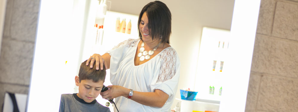 boy getting haircut